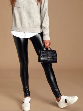 Lulu's Rock Music Black Vegan Leather Leggings